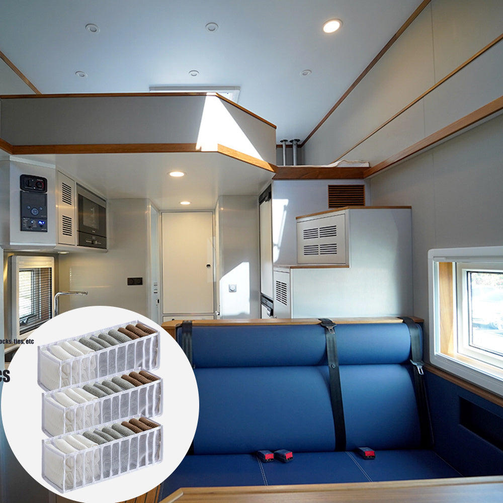 3-Piece Closet Organizer Set with 11 Grid Dividers and Storage Boxes for Clothes Socks and Scarves