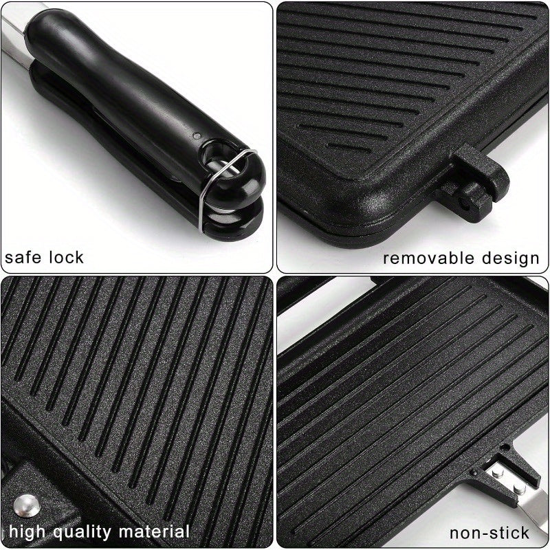 Non-Stick Sandwich Maker Pan Double-Sided Aluminum Grill for Toasted Sandwiches Waffles