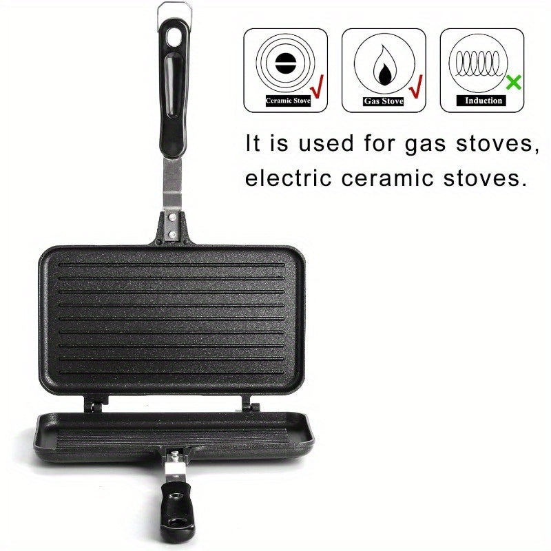 Non-Stick Sandwich Maker Pan Double-Sided Aluminum Grill for Toasted Sandwiches Waffles