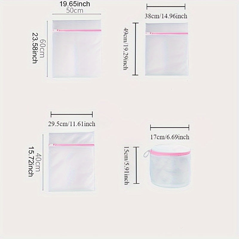 Mesh Laundry Bags 4-Pack with Zippers for Delicate Clothes and Underwear
