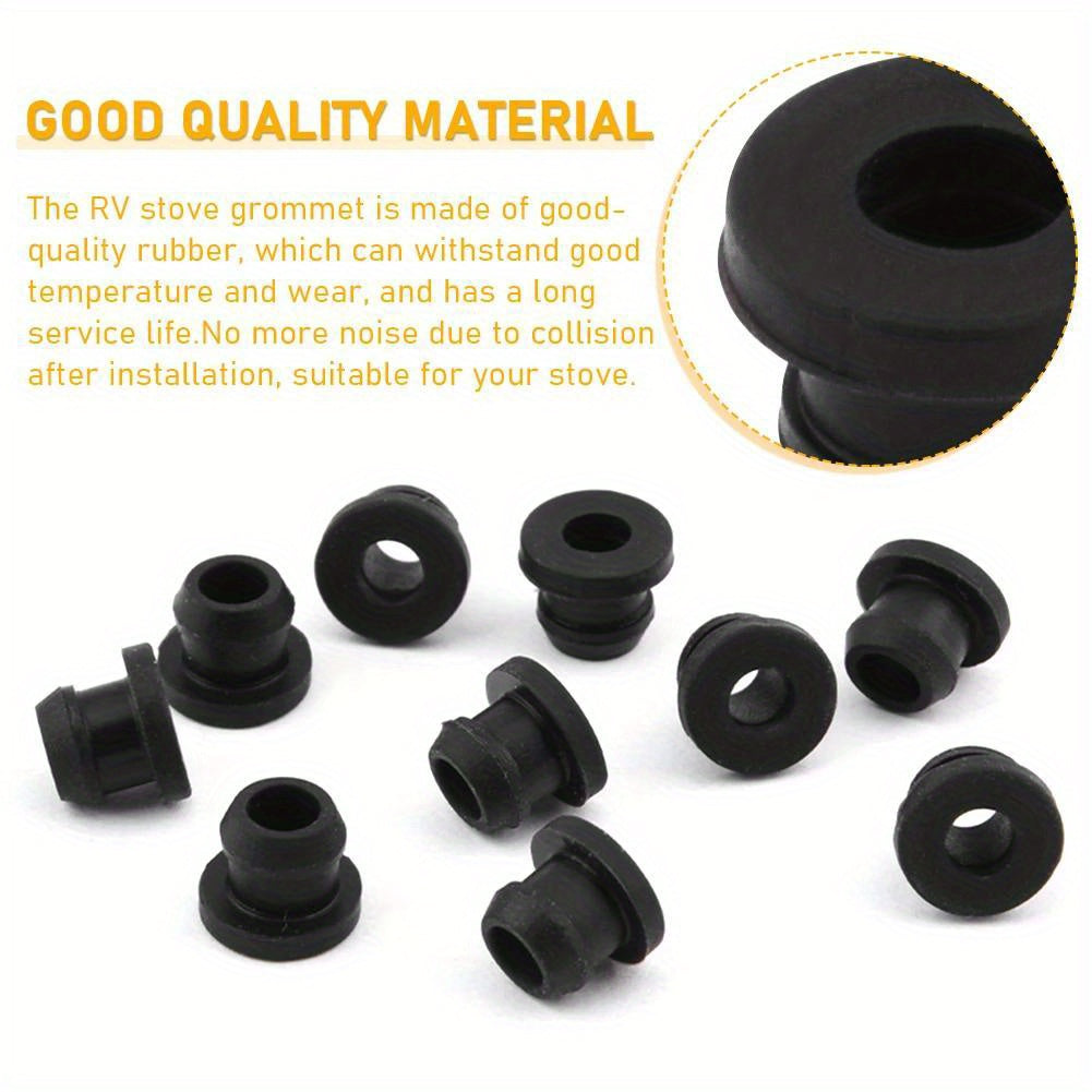 10 Pack High-Temperature Resistant Synthetic Rubber RV Stove Grommets Scratch Protection