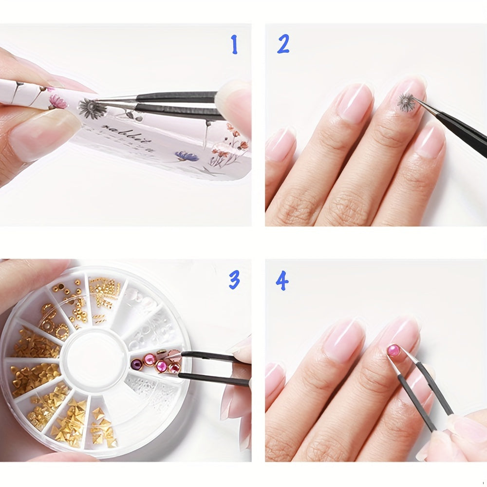 10-Piece Anti-Static Stainless Steel Tweezers Set for Electronics and Model Making