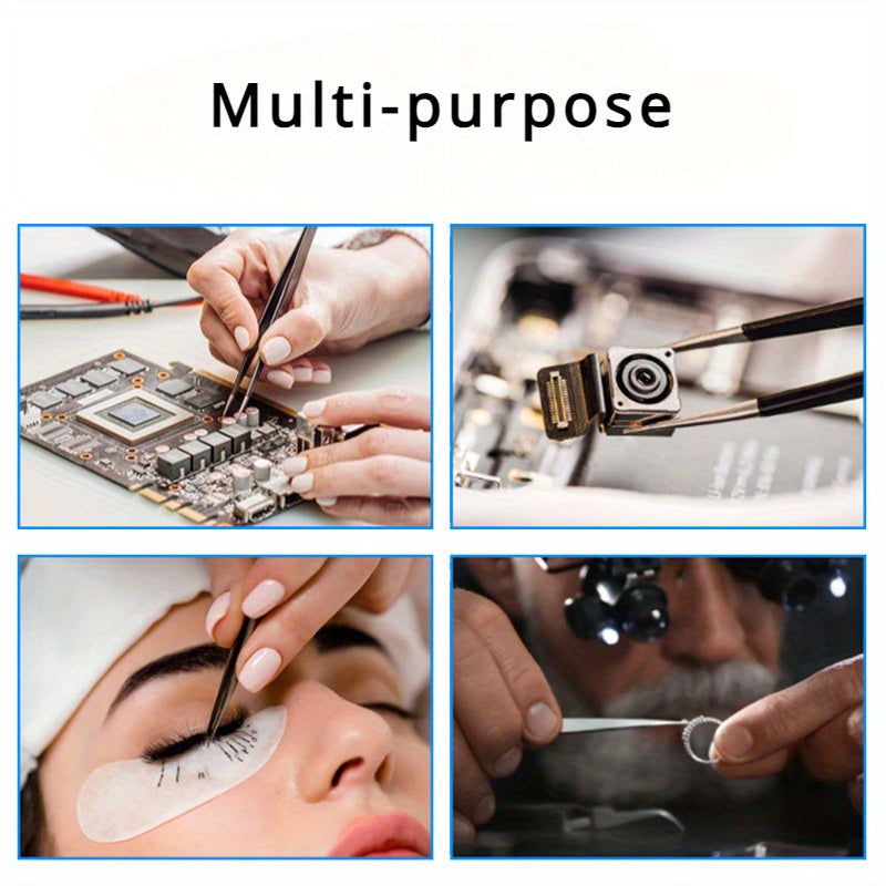 10-Piece Anti-Static Stainless Steel Tweezers Set for Electronics and Model Making