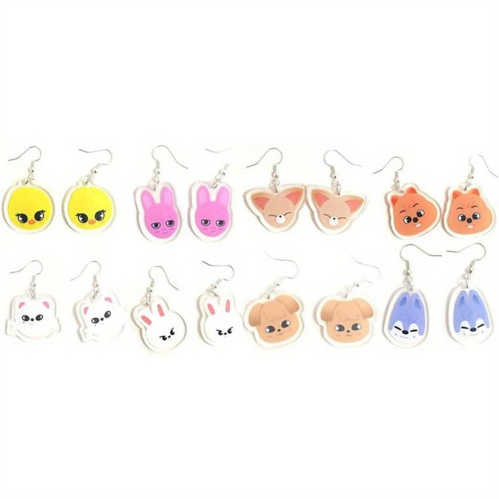 Animal-Themed Earrings for Kids and Teens, Cute Korean Pop Character Jewelry