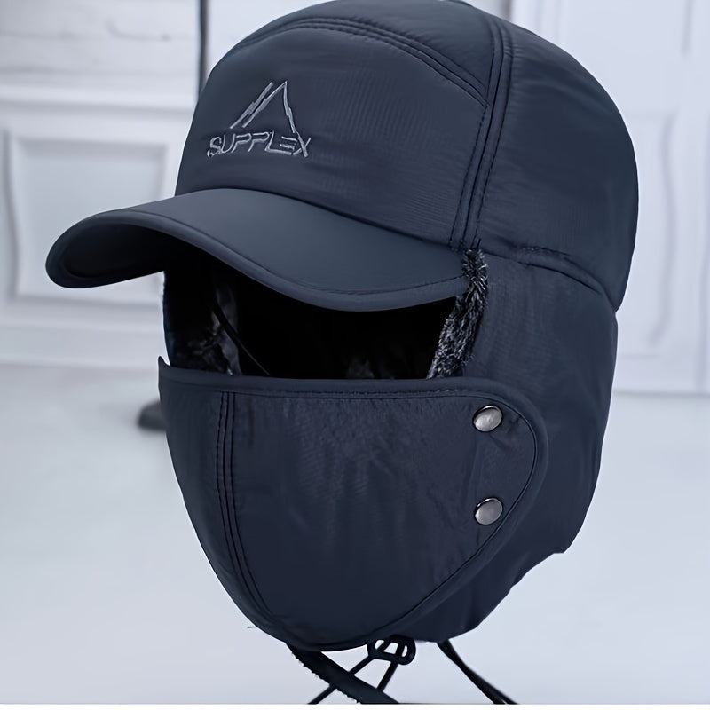 Thermal Hat with Ear Flaps and Detachable Face Mask for Winter Sports