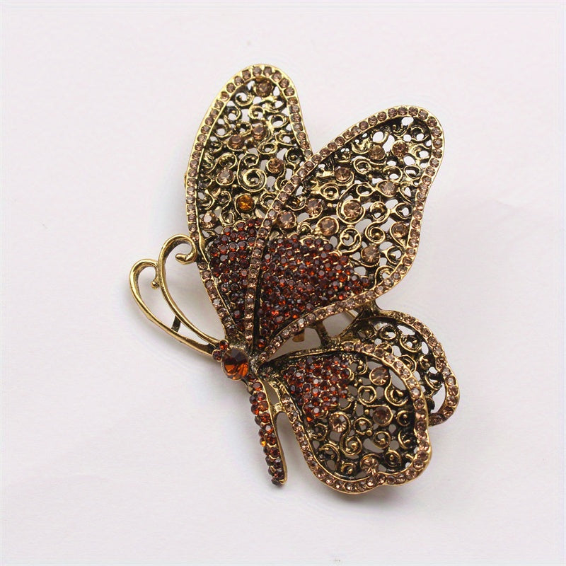 Elegant Butterfly Brooch Irregular Shape Rhinestone Jewelry for Clothing Bags Hats Set of 1
