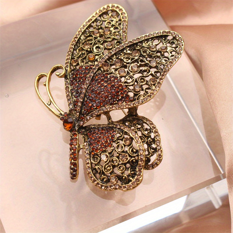 Elegant Butterfly Brooch Irregular Shape Rhinestone Jewelry for Clothing Bags Hats Set of 1