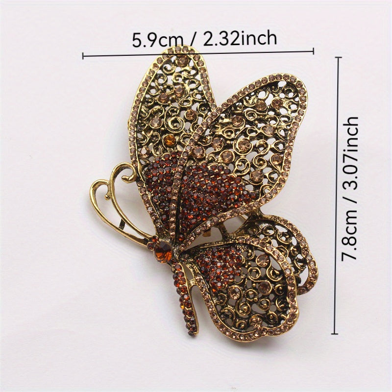 Elegant Butterfly Brooch Irregular Shape Rhinestone Jewelry for Clothing Bags Hats Set of 1