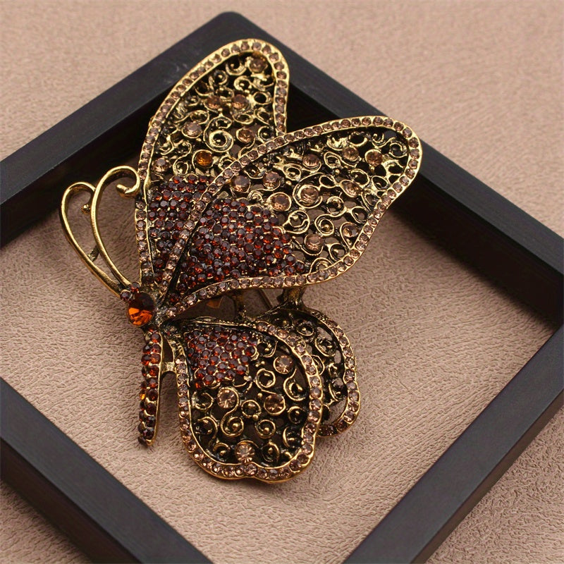 Elegant Butterfly Brooch Irregular Shape Rhinestone Jewelry for Clothing Bags Hats Set of 1