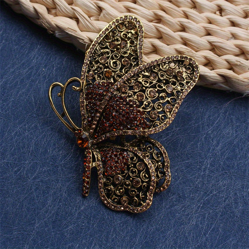 Elegant Butterfly Brooch Irregular Shape Rhinestone Jewelry for Clothing Bags Hats Set of 1