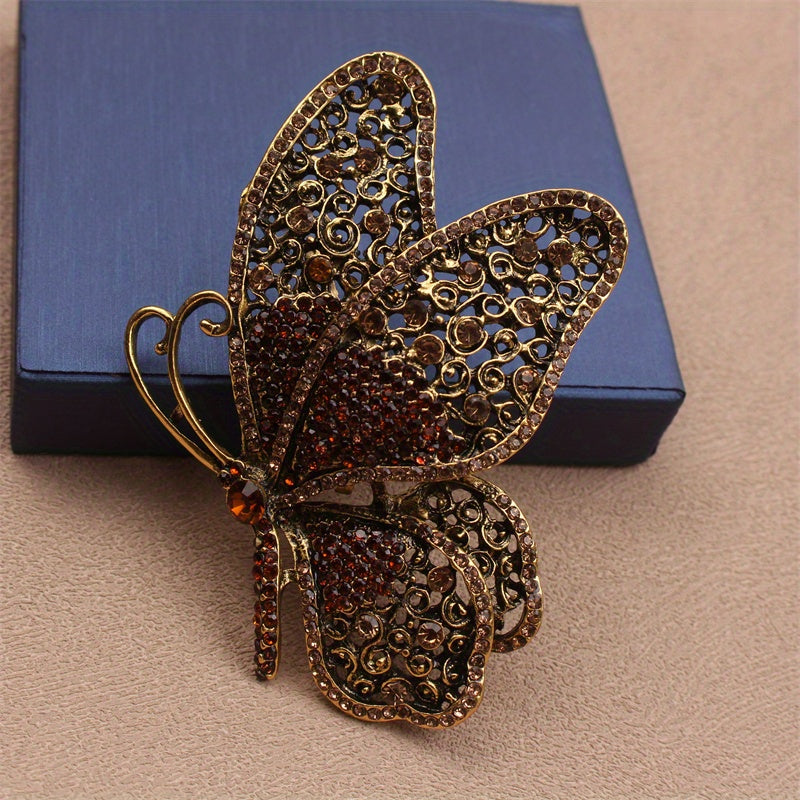 Elegant Butterfly Brooch Irregular Shape Rhinestone Jewelry for Clothing Bags Hats Set of 1