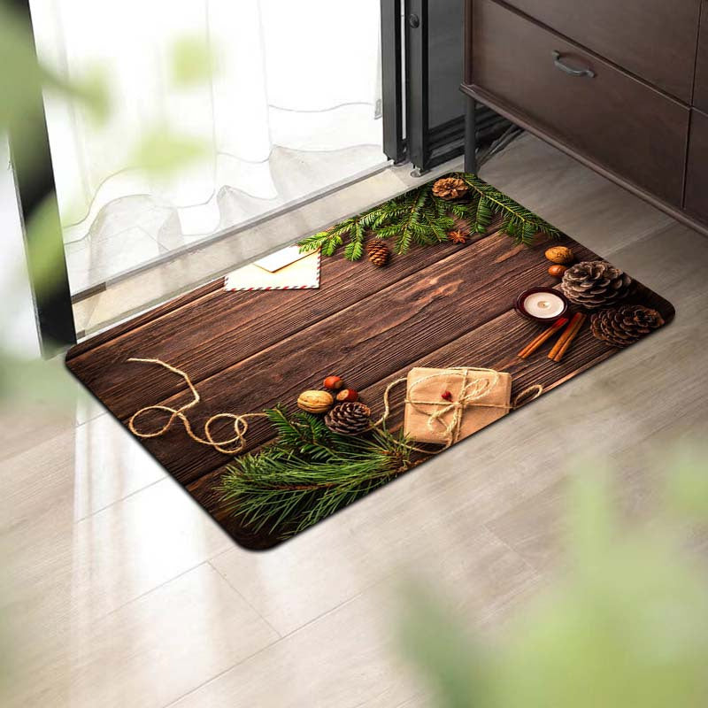Wood Grain Floor Mat 8mm Anti-Slip Sponge Dirt-Resistant Doorway Kitchen Bathroom