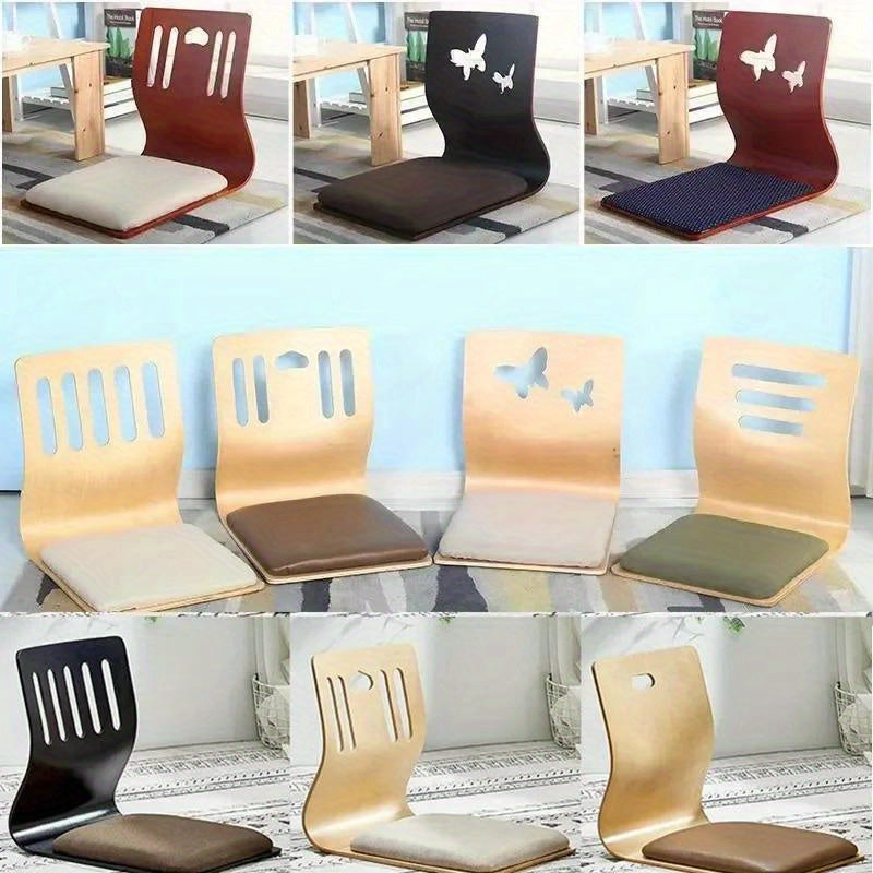 Conjunto de silla de suelo japonesa moderna con cojín de tatami y mesa kotatsu sin patas