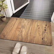 Durable Polyester Retro Wood Grain Area Rug Non-Slip PVC Backing for Living Room Bedroom Kitchen