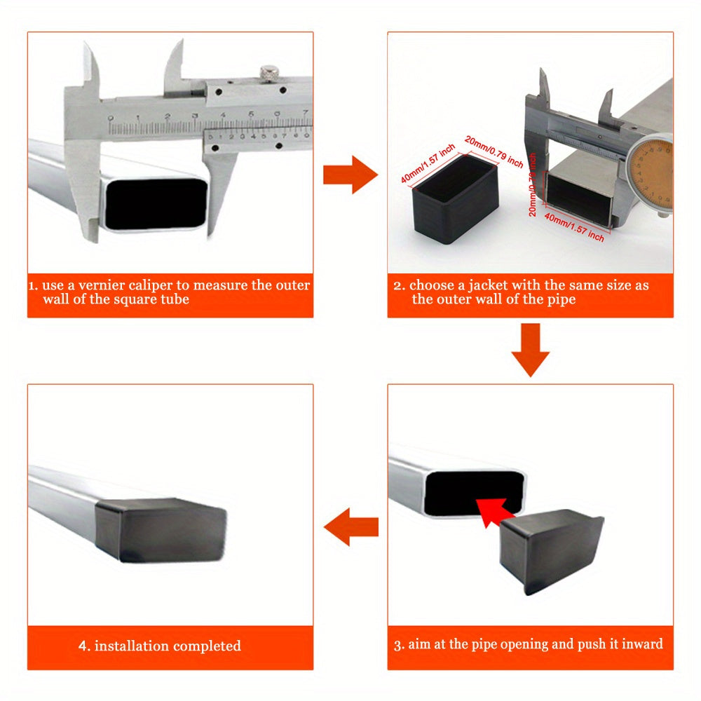 Black Plastic Foot Protectors for Cardboard Boxes and Furniture, Non-Slip, 4/8/12 Pack