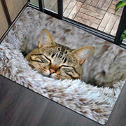 Soft Cat Print Plush Doormat, Non-Slip Polyester Floor Rug for Living Room and Entryway