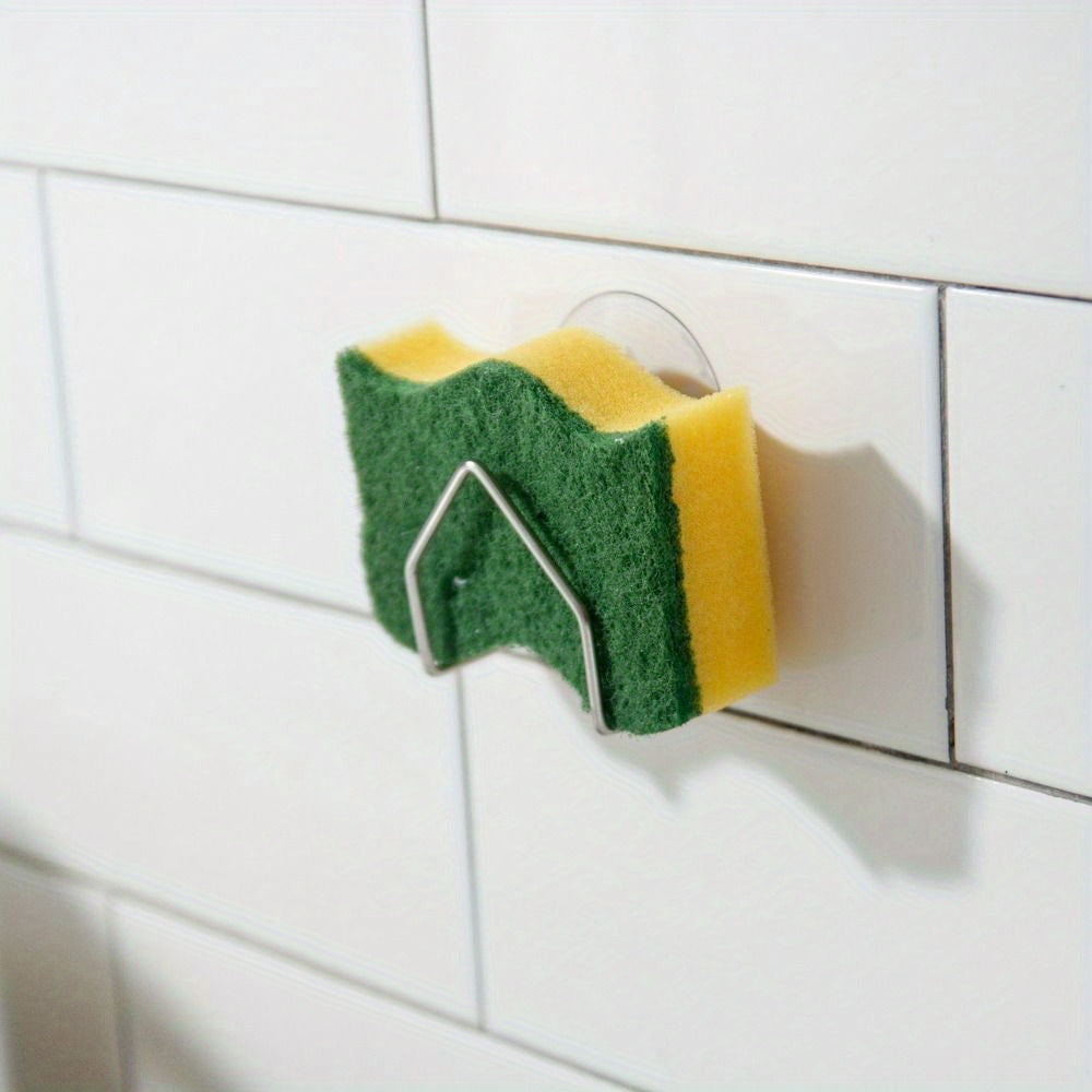 Stainless Steel Sponge and Towel Holder Wall Mount Suction Cup Rust-Resistant