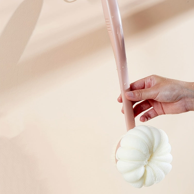 Long-Handled Dual-Sided Bath Body Brush with Bristle and Loofah for Exfoliation