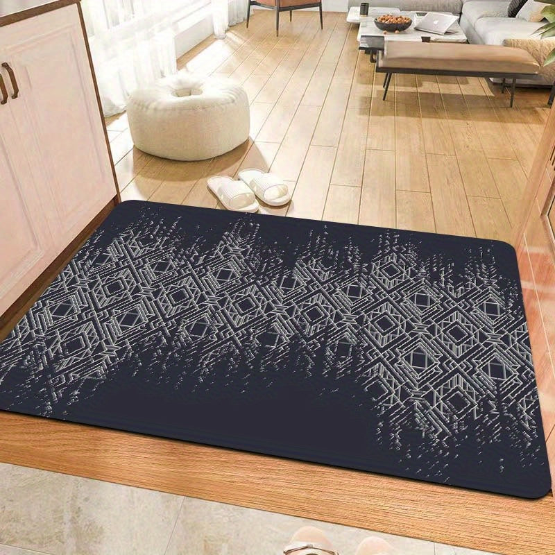 Polyester Door Mat with Diamond Pattern, 8mm Thick, Washable, Multi-Use