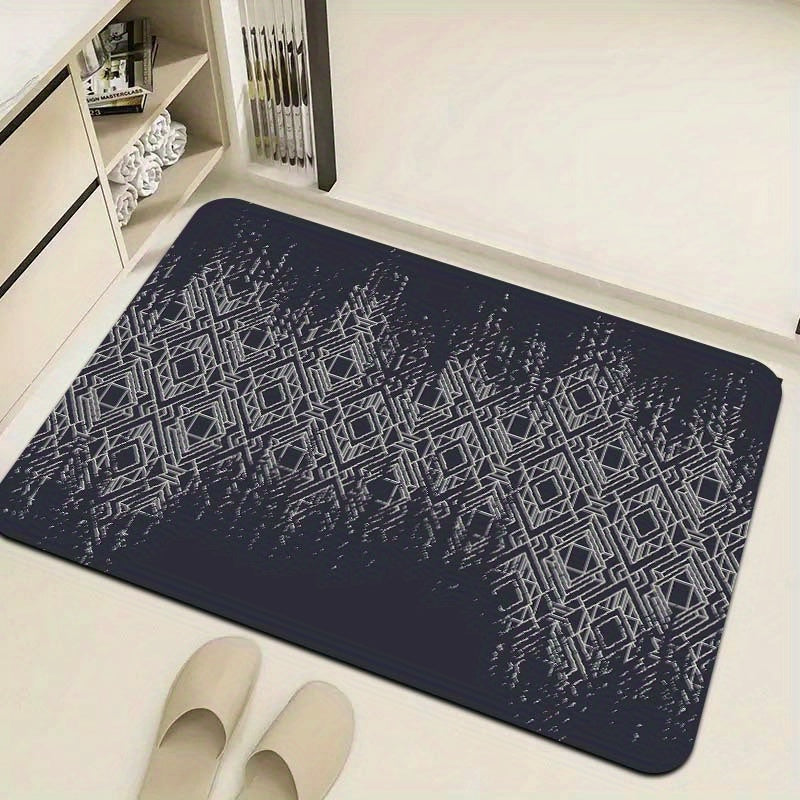Polyester Door Mat with Diamond Pattern, 8mm Thick, Washable, Multi-Use