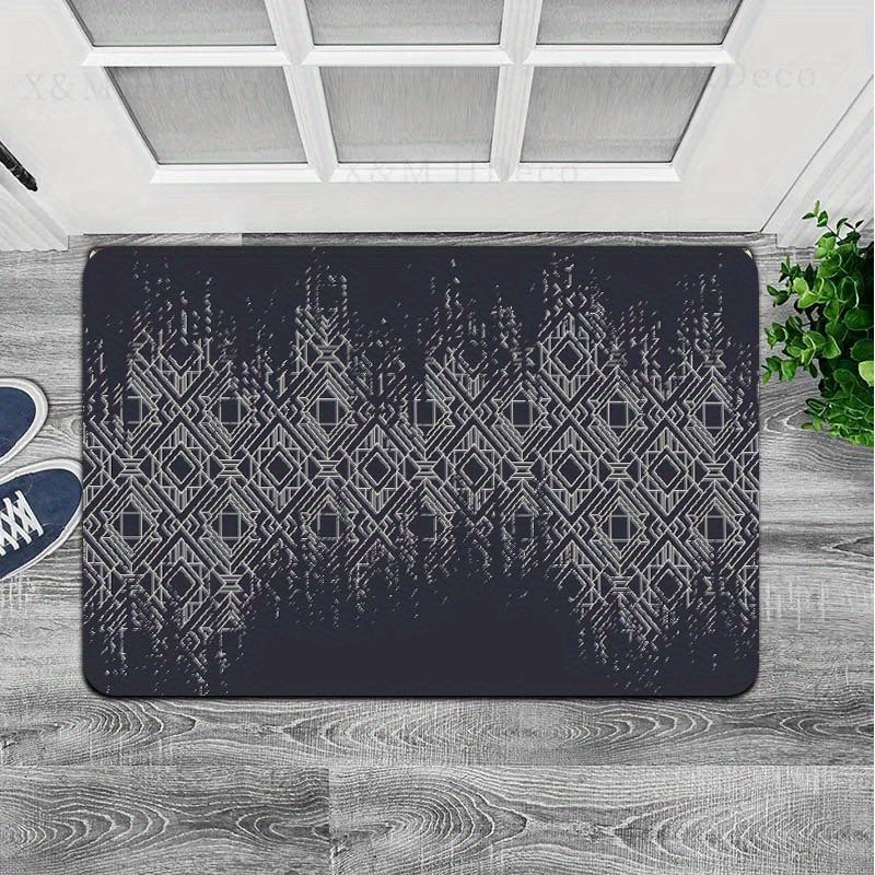 Polyester Door Mat with Diamond Pattern, 8mm Thick, Washable, Multi-Use