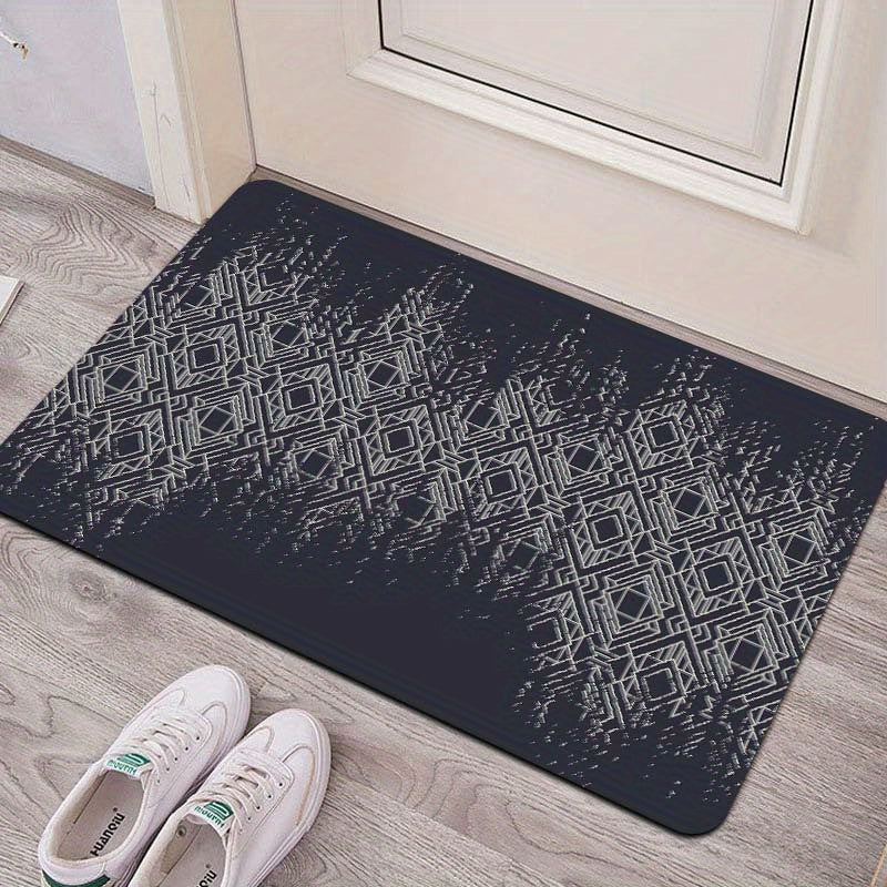 Polyester Door Mat with Diamond Pattern, 8mm Thick, Washable, Multi-Use