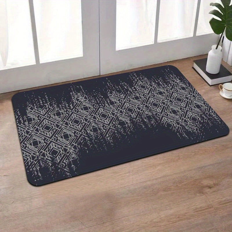 Polyester Door Mat with Diamond Pattern, 8mm Thick, Washable, Multi-Use