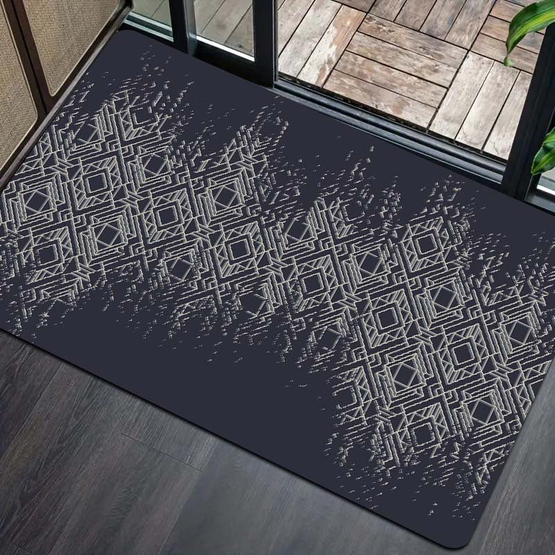 Polyester Door Mat with Diamond Pattern, 8mm Thick, Washable, Multi-Use