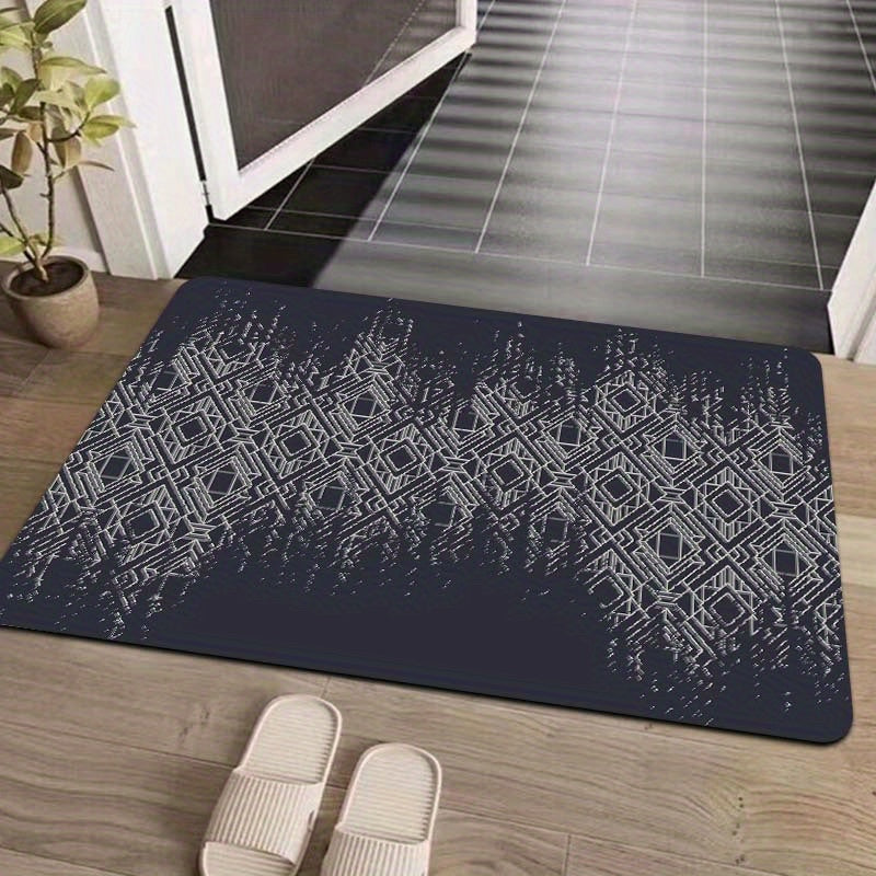 Polyester Door Mat with Diamond Pattern, 8mm Thick, Washable, Multi-Use