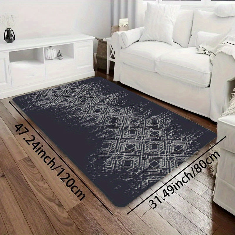 Polyester Door Mat with Diamond Pattern, 8mm Thick, Washable, Multi-Use
