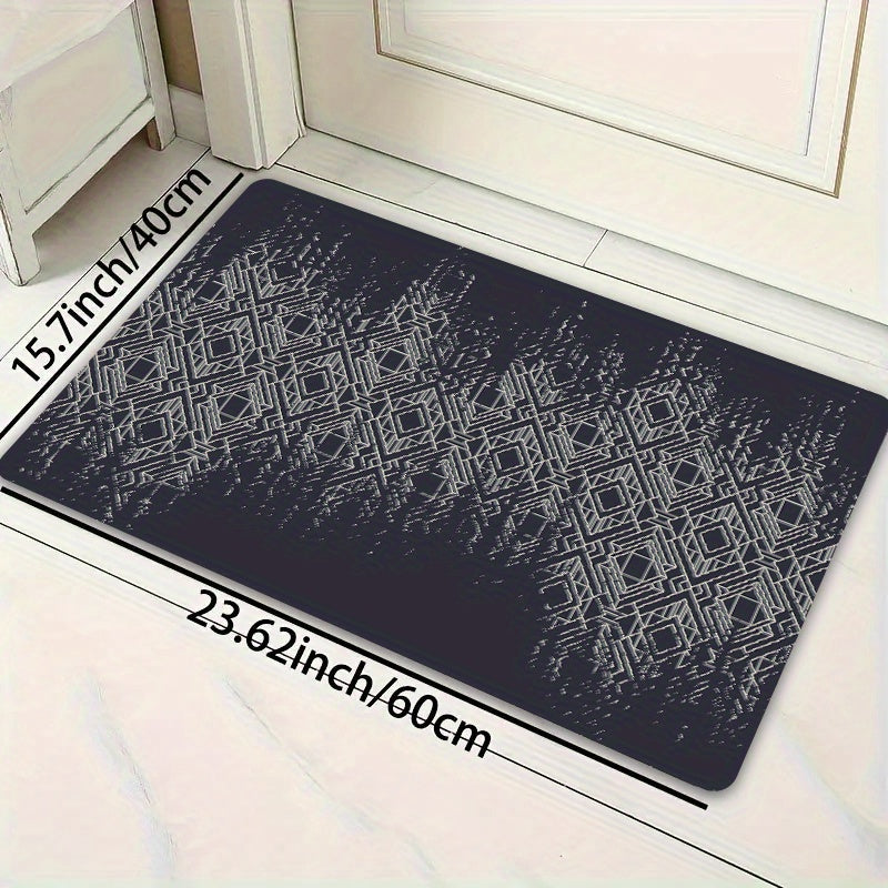 Polyester Door Mat with Diamond Pattern, 8mm Thick, Washable, Multi-Use