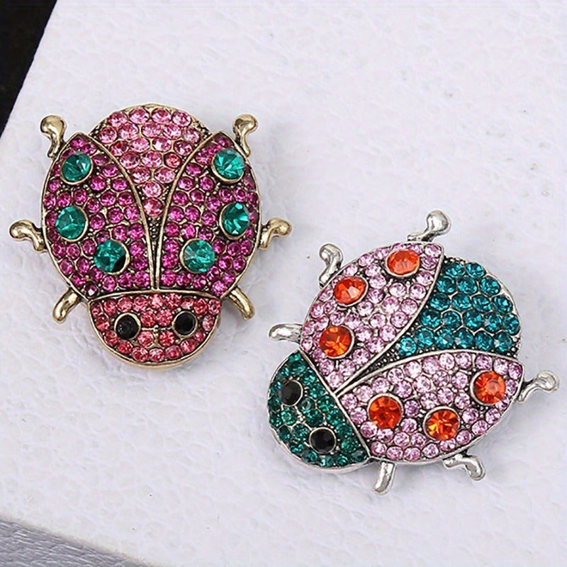 Vintage Ladybug Brooch Pin Rhinestone Enamel Alloy Irregular Shape for Dresses Scarves Hats Handbags