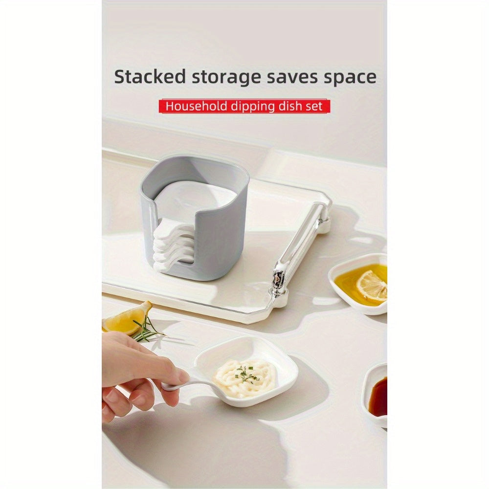 Set of 7 Stackable Plastic Sauce Dishes for Condiments Dips and Snacks