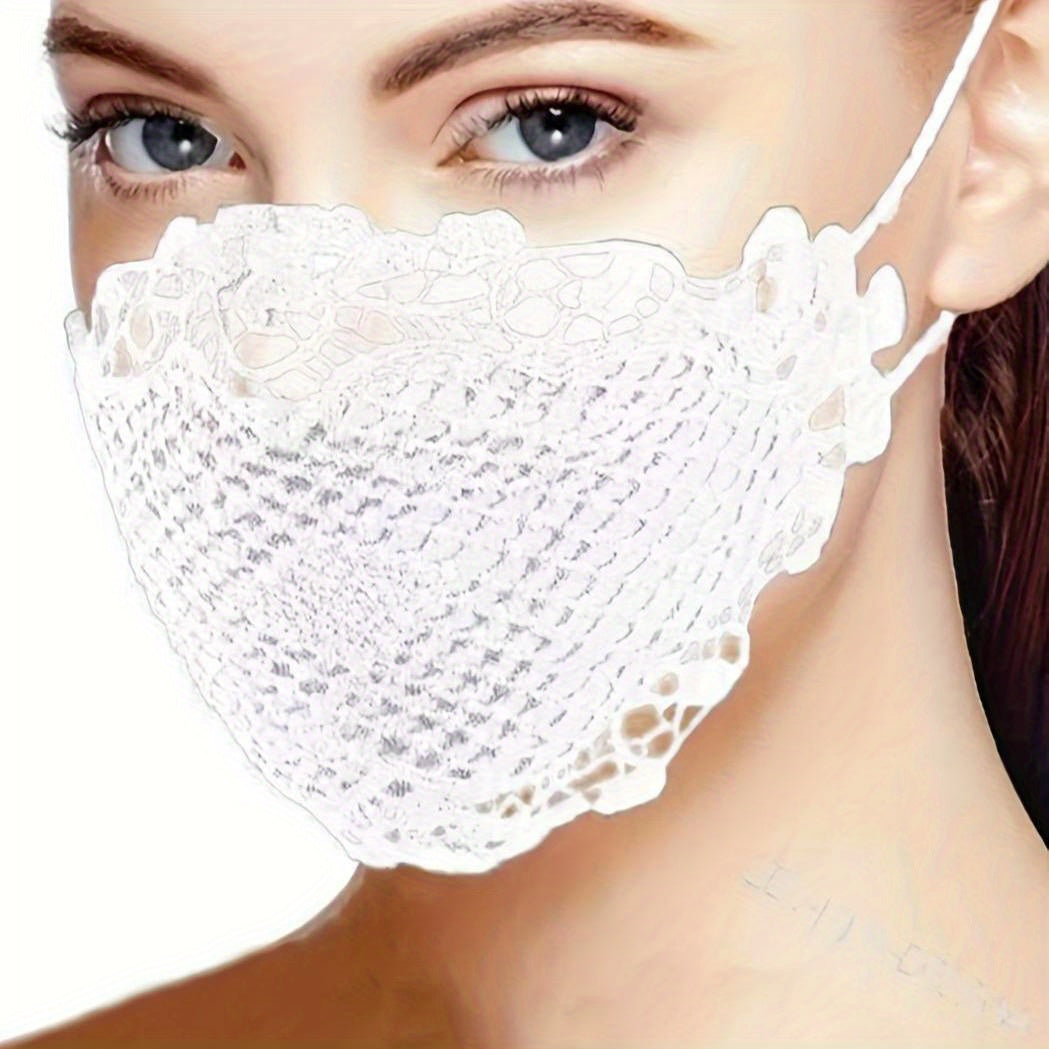 Set of 4 Breathable Lace Face Scarves for Women Sun Protection Windproof Knitted Covers