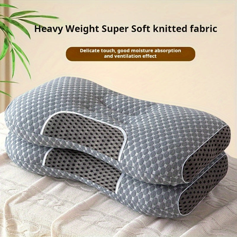 Soft Moisture-Wicking Knitted Pillow with Cervical Support for Comfortable Sleep