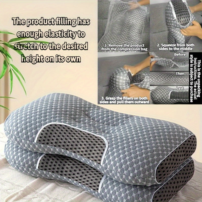 Soft Moisture-Wicking Knitted Pillow with Cervical Support for Comfortable Sleep