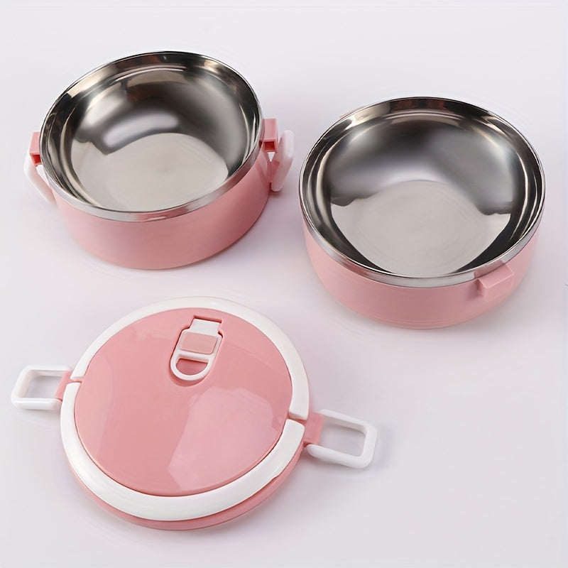 Нержавеющая стальная бенто-упаковка с двойными слоями и надежной крышкой для офиса, школы или пикников. Прочный и портативный контейнер для хранения пищи.