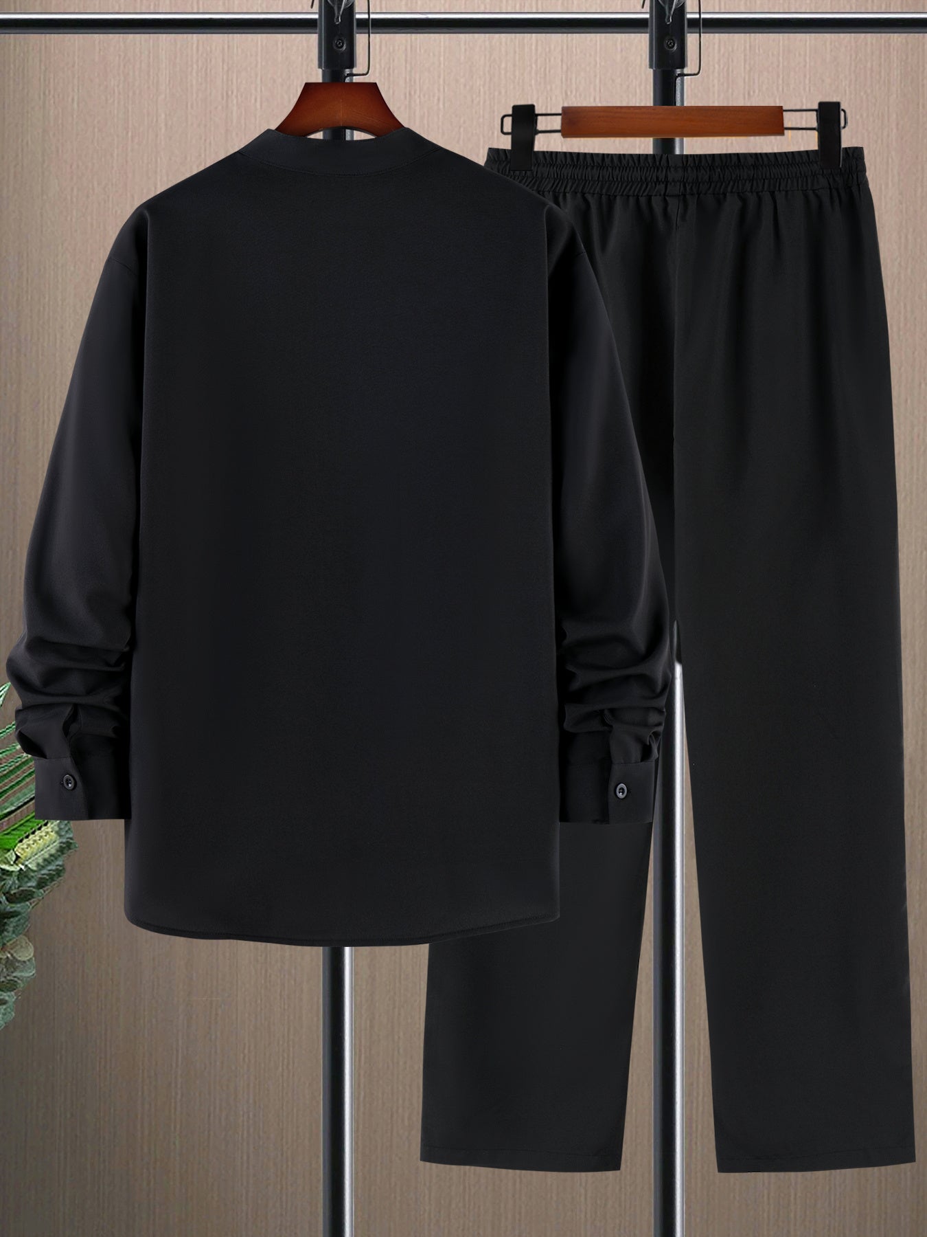 Men's Casual Suit with Printed Stand-Up Collar Polyester Geometric Pattern