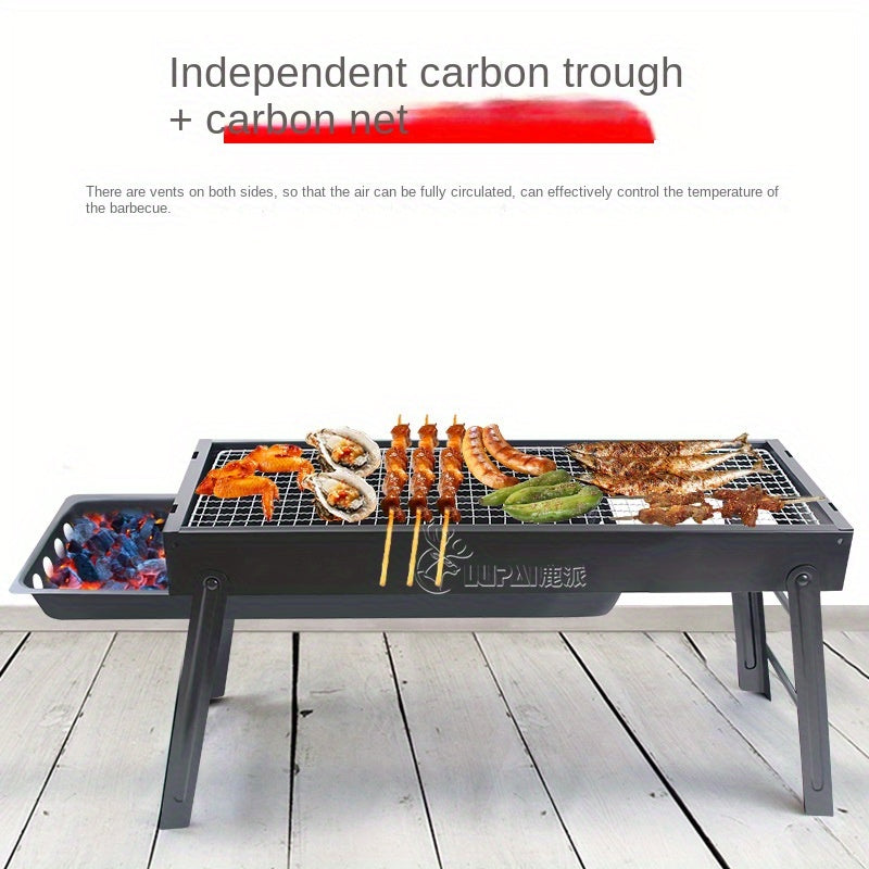 Compact Charcoal Grill with Ventilation System, Collapsible Tabletop BBQ, Easy-to-Clean Steel