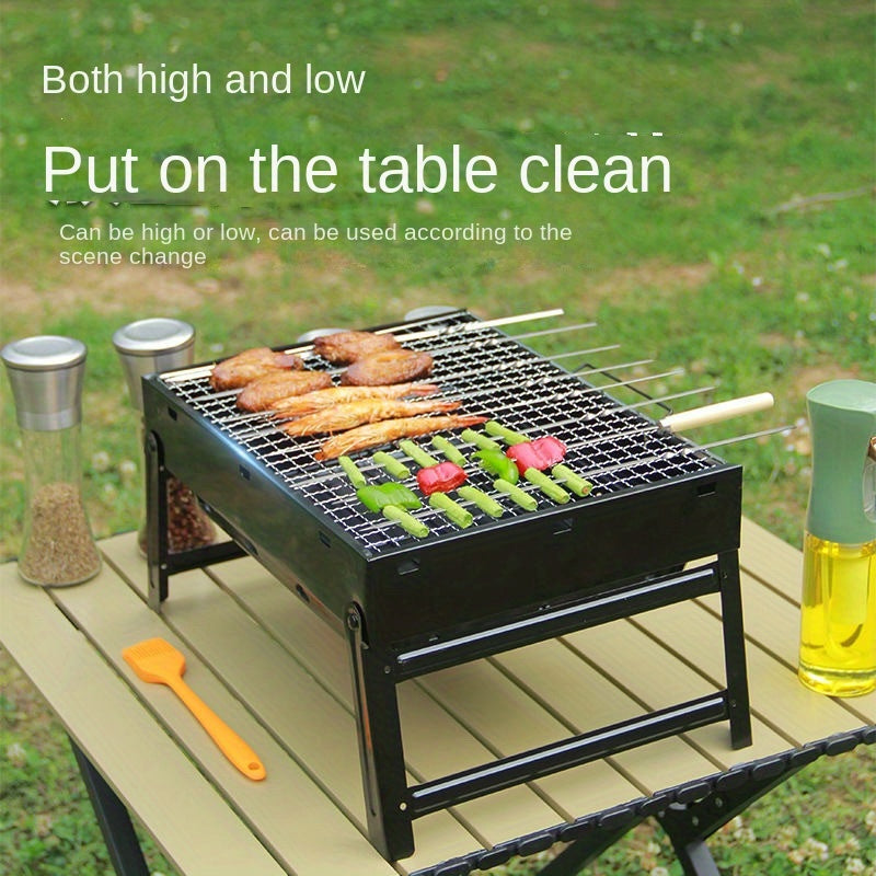 Compact Charcoal Grill with Ventilation System, Collapsible Tabletop BBQ, Easy-to-Clean Steel