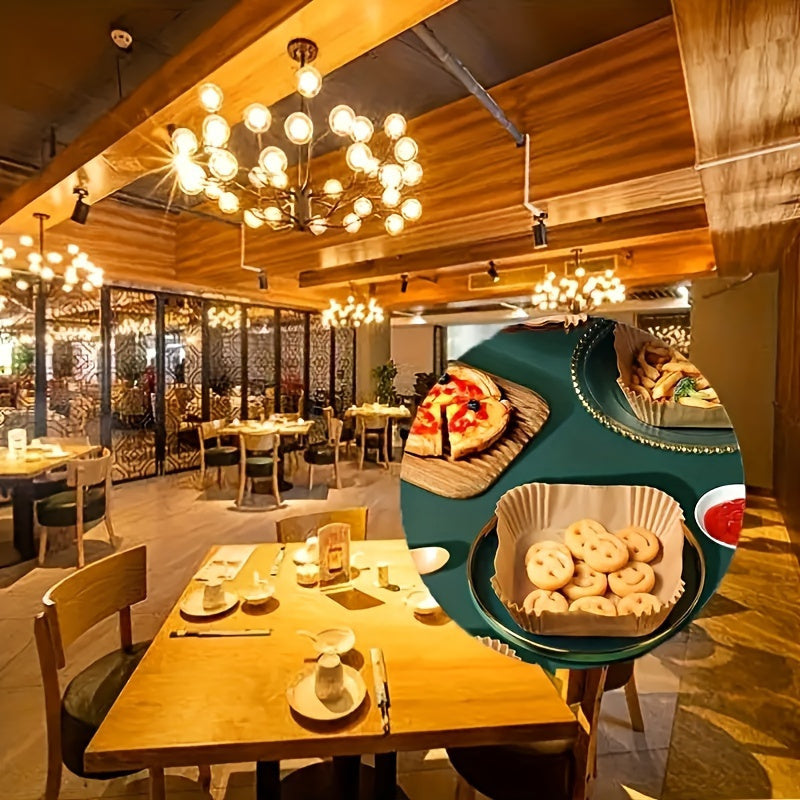 100 dona yopilmaydigan kvadrat havo fritöz qoplami, pishirish, qovurish, bug'lash uchun