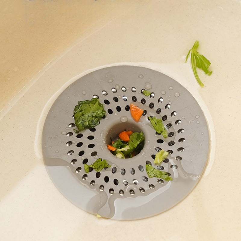 Dumaloq kulrang plastik soch tutgich dush, lavabolar va vannalar uchun. Qoldiqlarni filtrlash va suv oqimini saqlashda samarali. Tozalash oson.