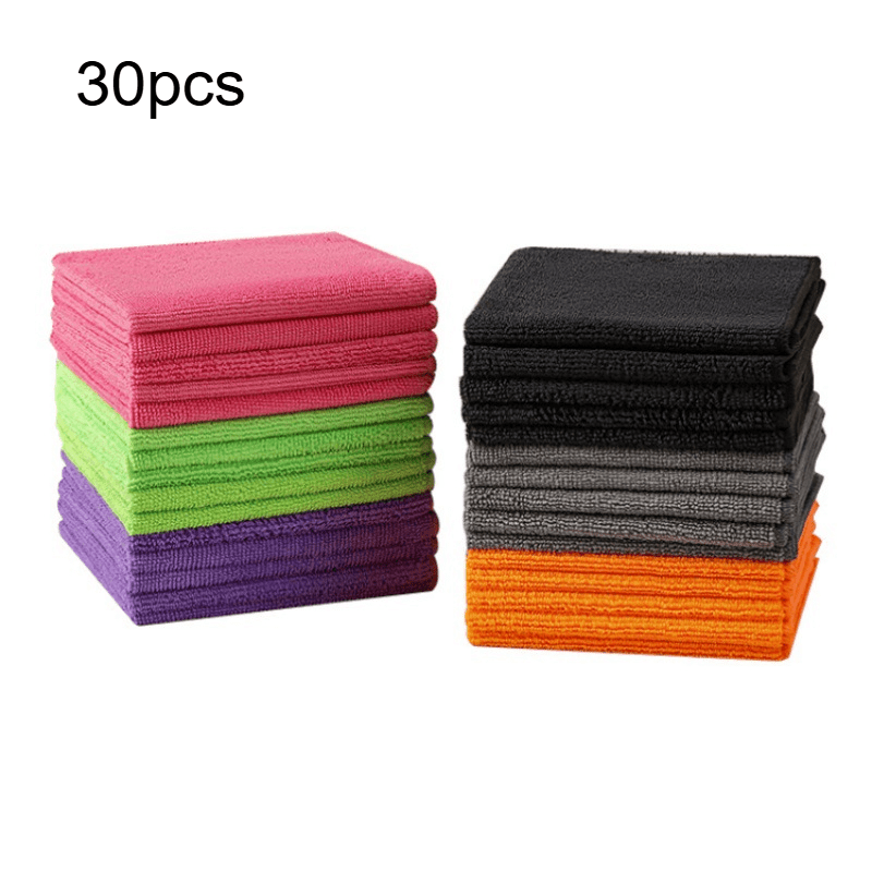 30 ta yuqori singdirish qobiliyatiga ega mikroto'qima tozalash matolari to'plami, yashash xonasi, hammom, oshxona va avtomobilni parvarish qilish uchun ideal ko'p maqsadli chang tozalash matolari