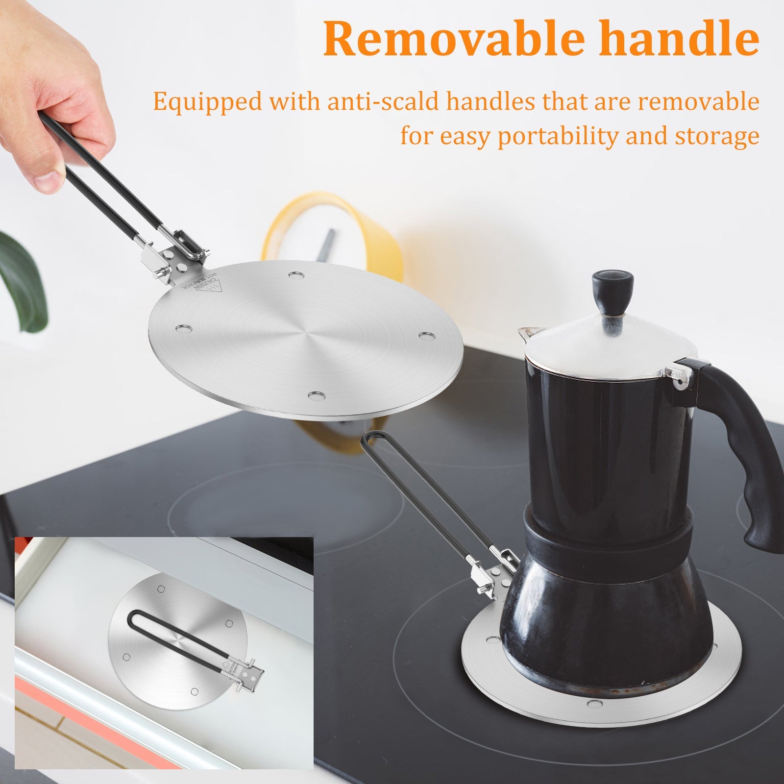 Stainless Steel Heat Diffuser Plate for Gas Stove 20/24cm Non-Slip Even Heat