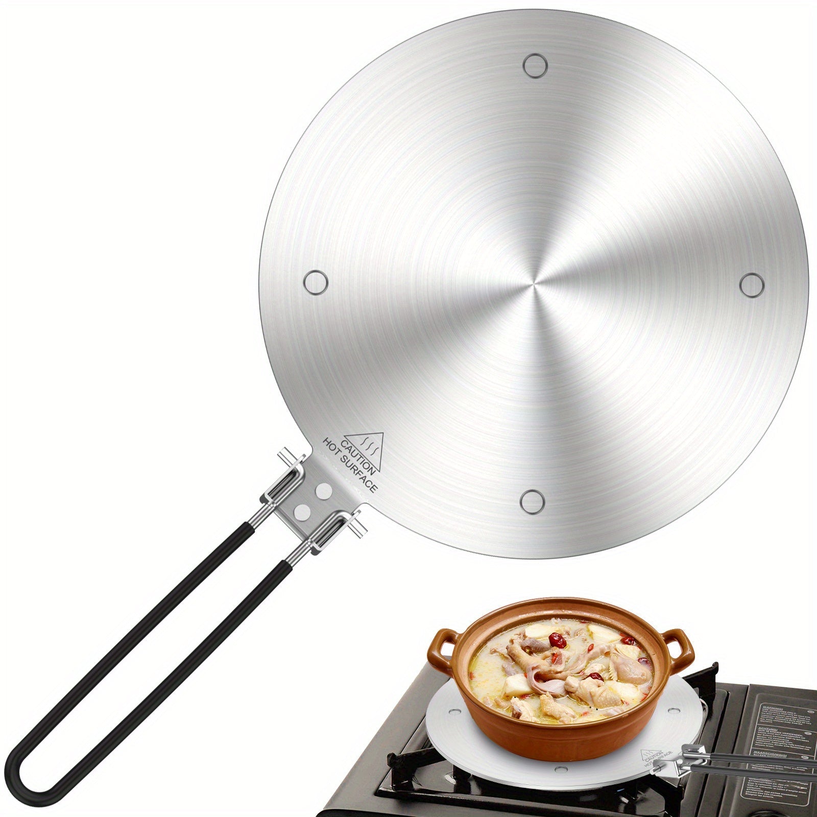 Stainless Steel Heat Diffuser Plate for Gas Stove 20/24cm Non-Slip Even Heat