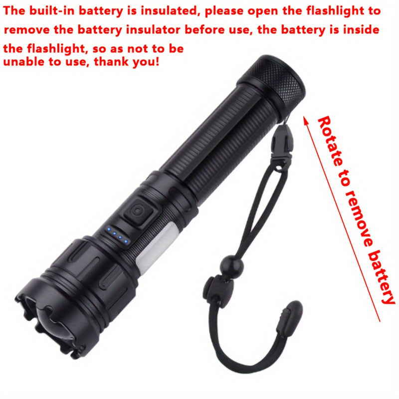 LED Flashlight with COB Work Light 7 Brightness Modes Rechargeable 1200mAh Lithium Battery