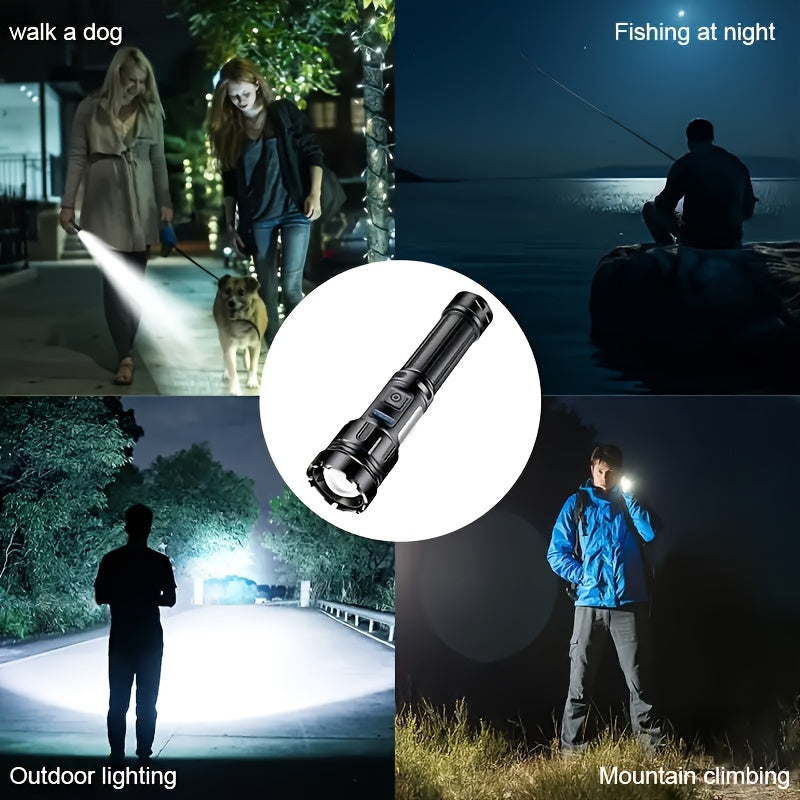 LED Flashlight with COB Work Light 7 Brightness Modes Rechargeable 1200mAh Lithium Battery