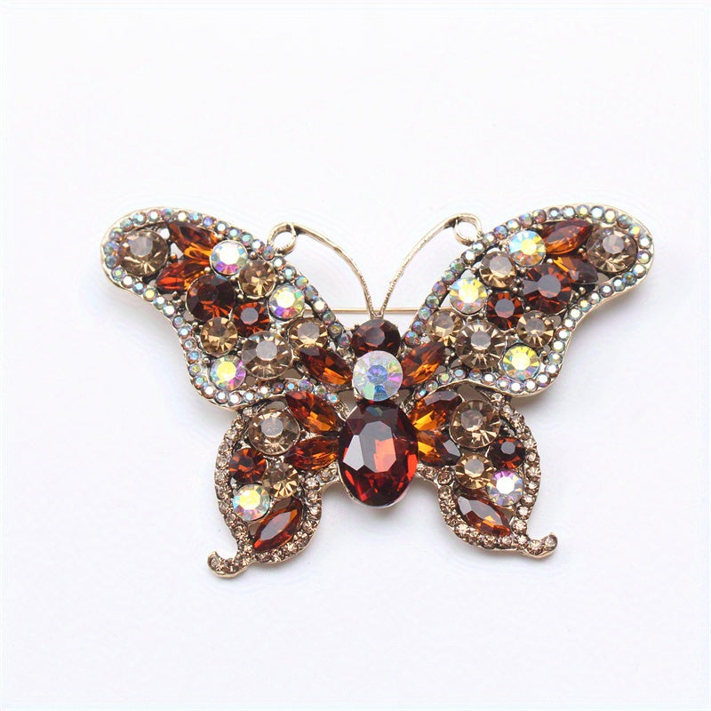 Broche de mariposa para mujer, joyería de moda con rhinestones, accesorio elegante