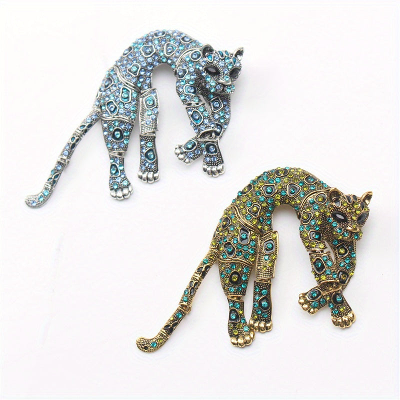 Vintage Leopard Brooch with Water-Dripped Enamel Design for Elegant Fashion