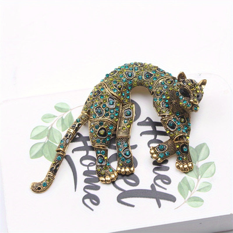 Vintage Leopard Brooch with Water-Dripped Enamel Design for Elegant Fashion